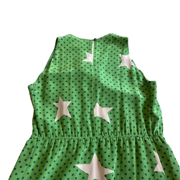 Girls From Savoy Anthropologie Green Star Print Silk Dress A-Line Size 4 Women's - Picture 9 of 12